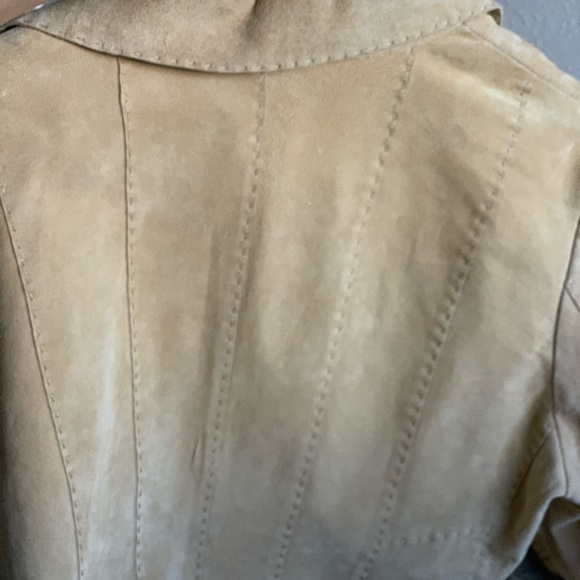 tan leather coat - Picture 6 of 8
